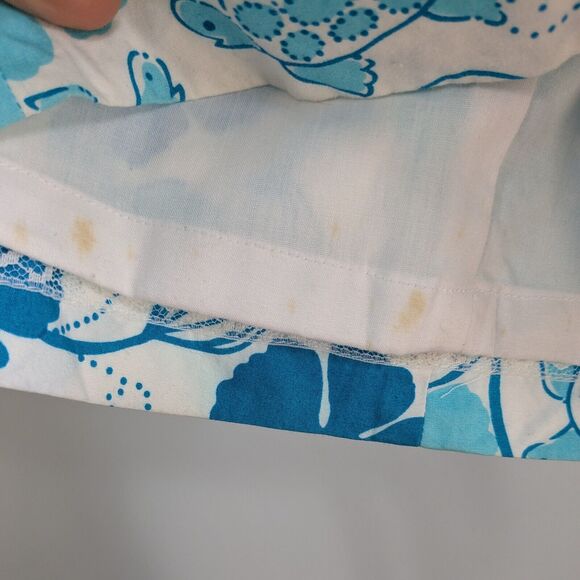 Vintage Lilly Pulitzer Dress Halter Mini 90S Y2K Tropical Floral Turtle Blue 8 - Picture 11 of 11
